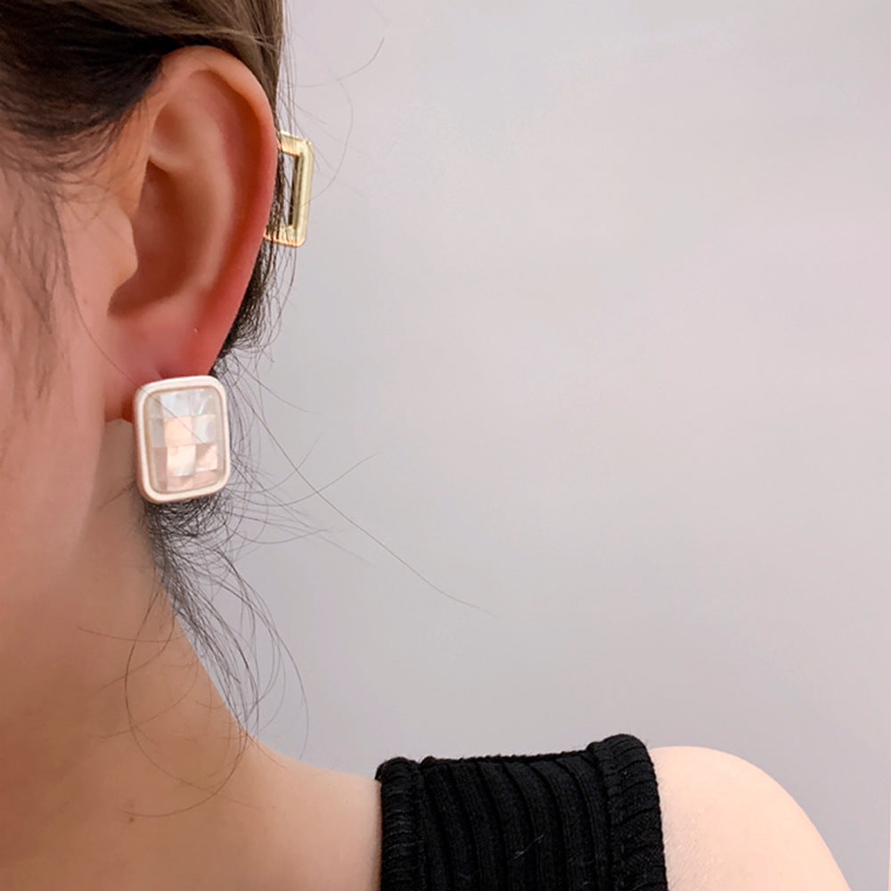 Natural Shell Geometric Studs — earrings, view 3