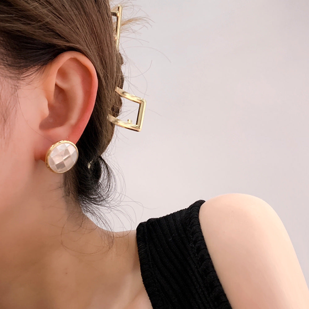 Natural Shell Geometric Studs — earrings, view 4