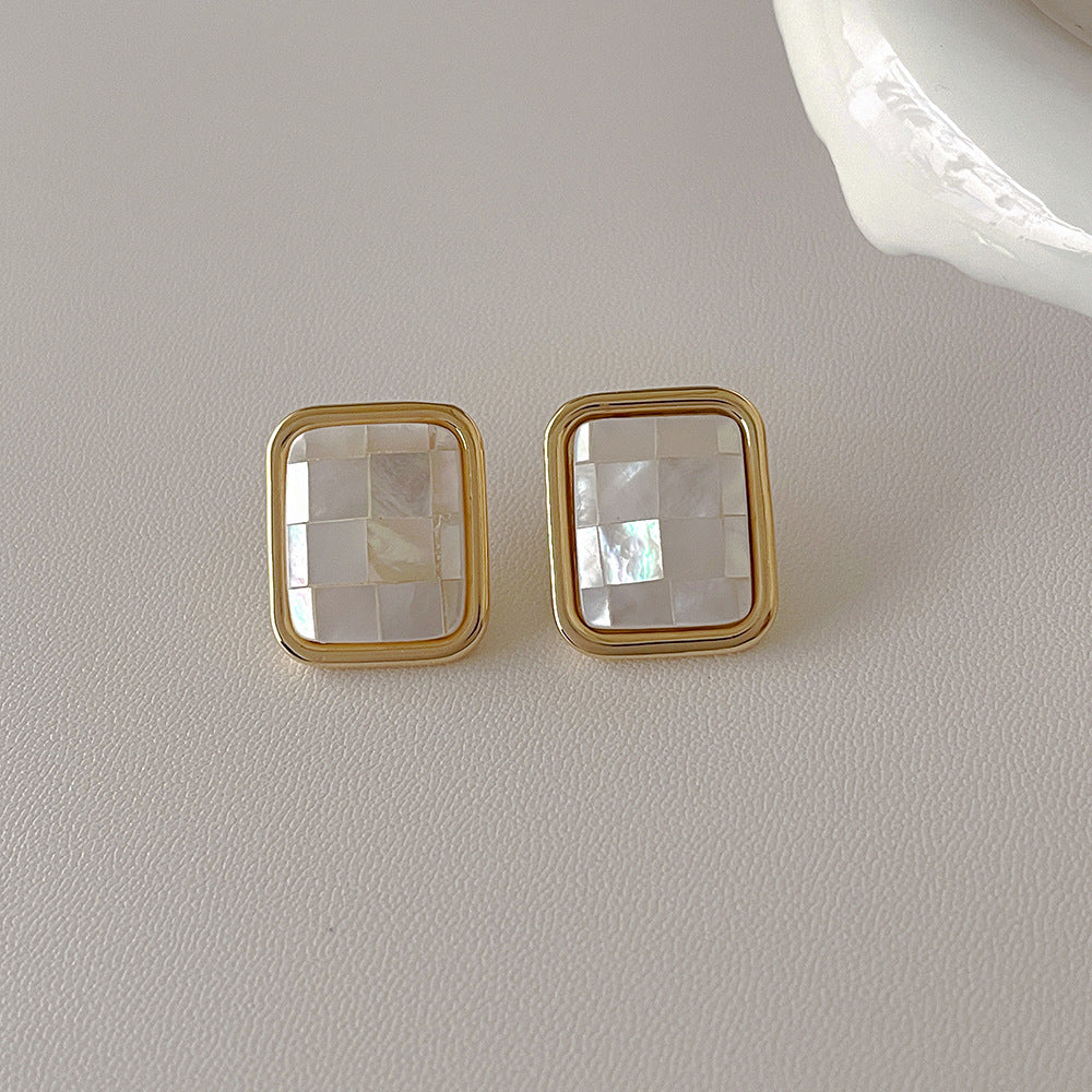 Natural Shell Geometric Studs — earrings, view 5