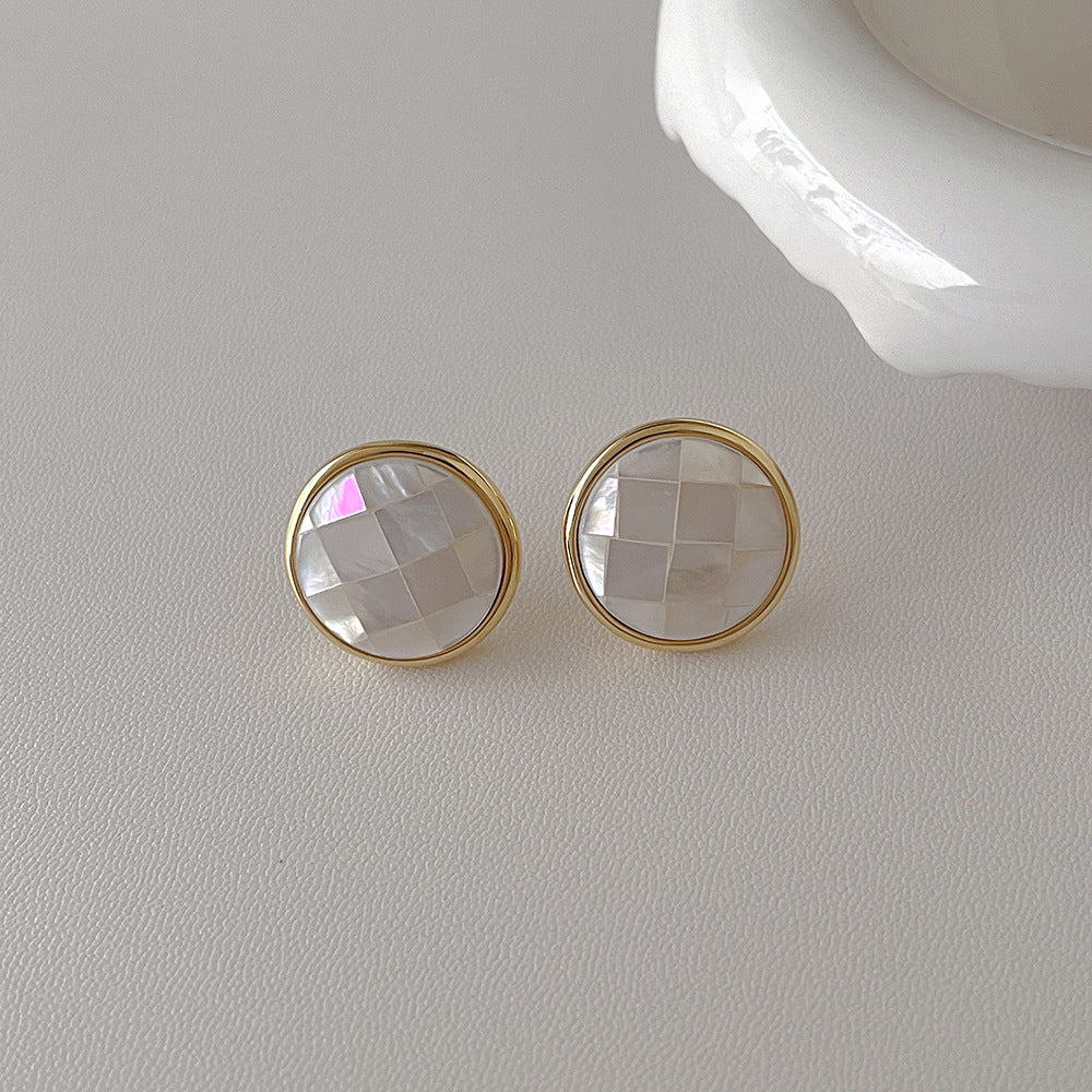 Natural Shell Geometric Studs — earrings, view 6