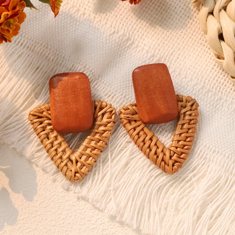 Woven Rattan Drop Earrings — earrings, view 6