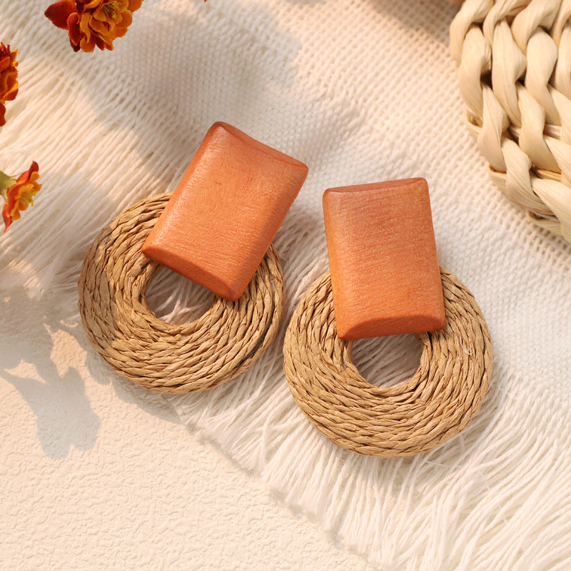 Woven Rattan Drop Earrings — earrings, view 8