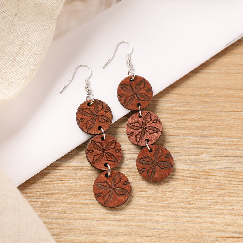 Wooden Geometric Drop Earrings — earrings, view 3