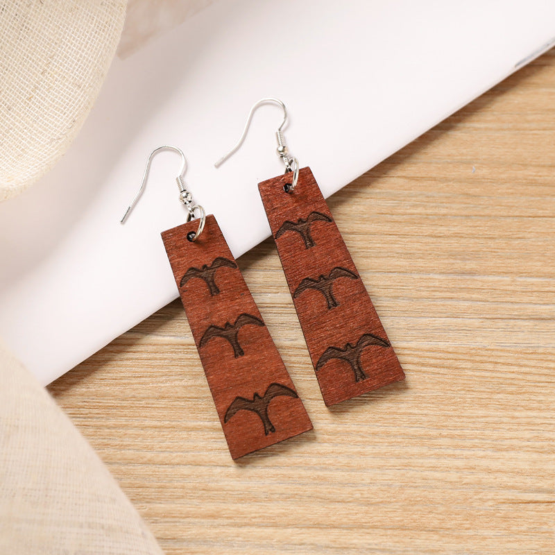Wooden Geometric Drop Earrings — earrings, view 7