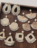 Rattan Geometric Earrings — earrings