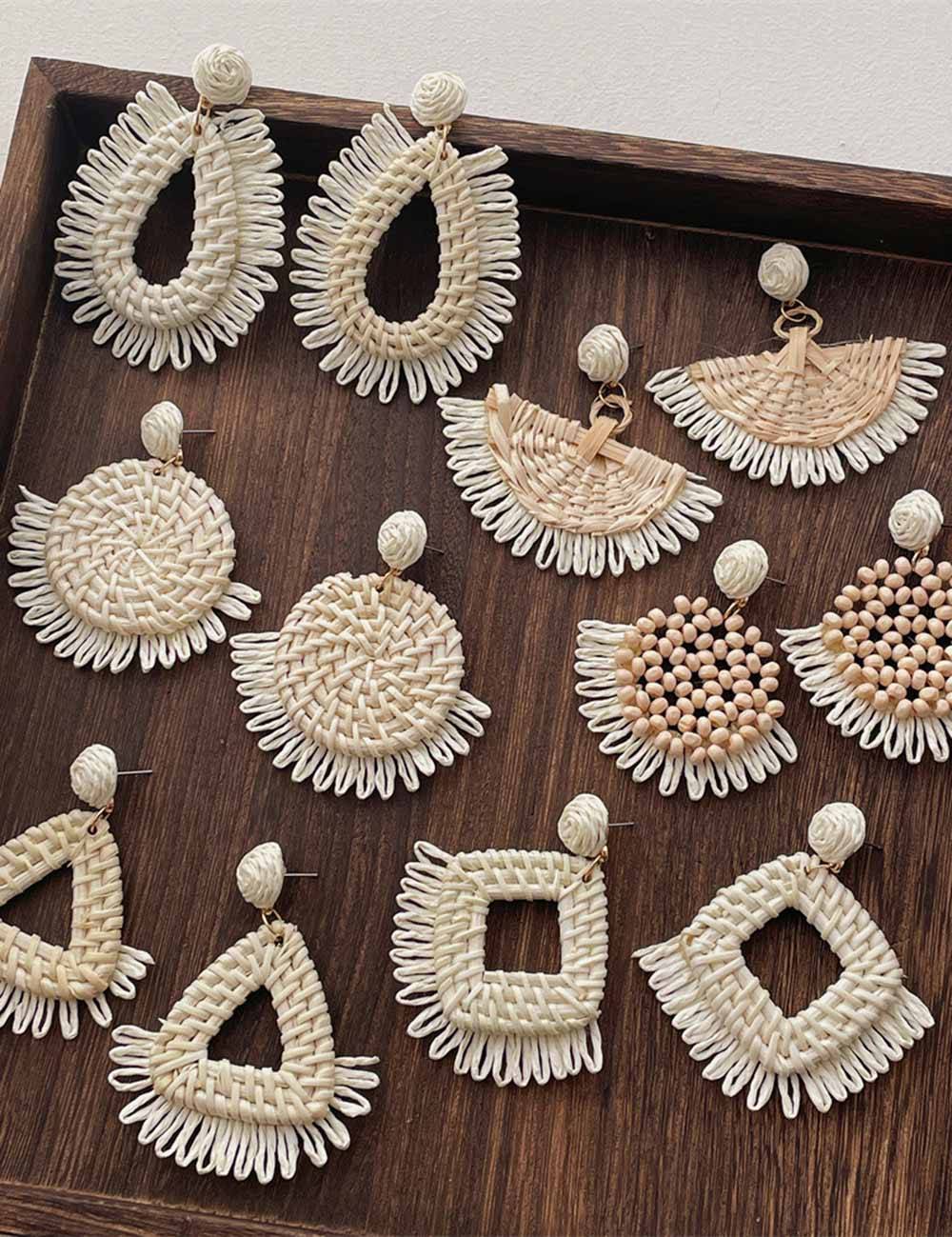 Rattan Geometric Earrings — earrings