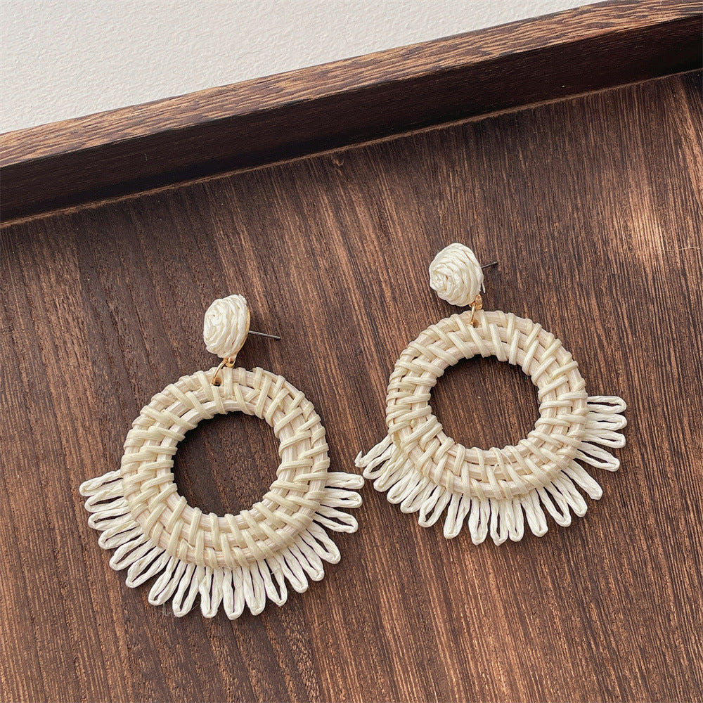 Rattan Geometric Earrings — earrings, view 4