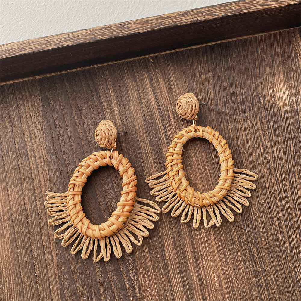 Rattan Geometric Earrings — earrings, view 6