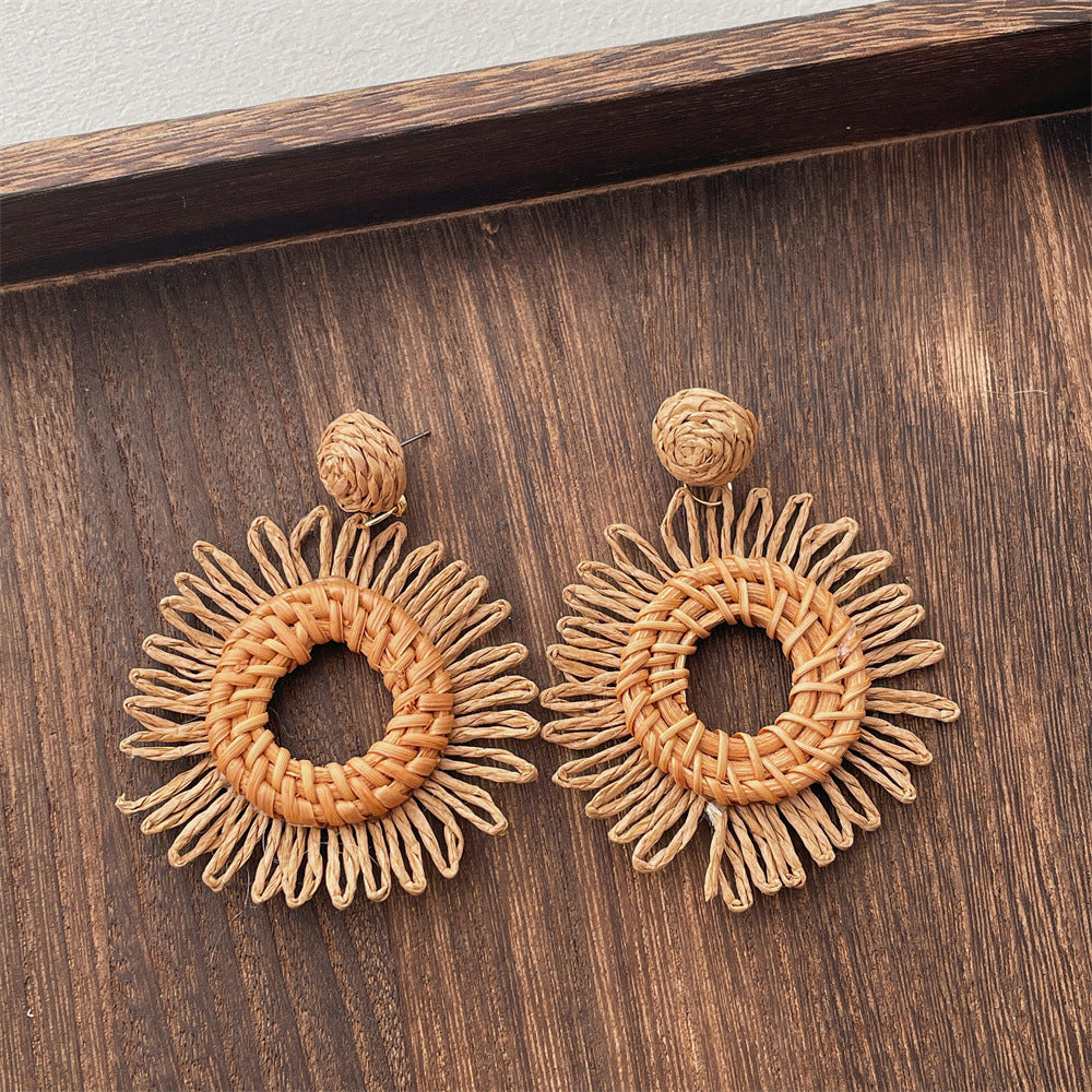 Rattan Geometric Earrings — earrings, view 8