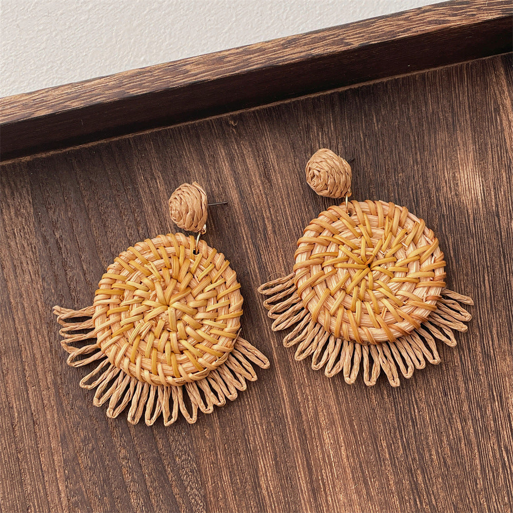 Rattan Geometric Earrings — earrings, view 13