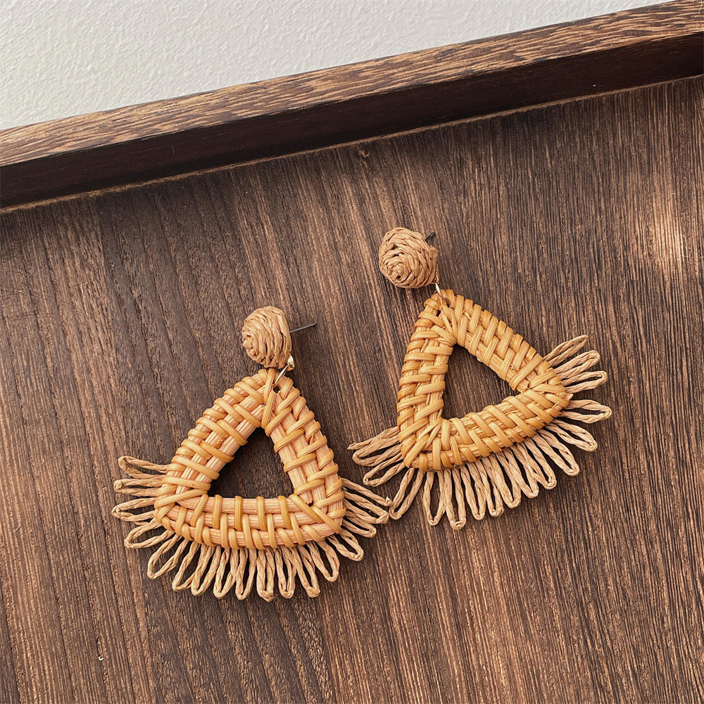 Rattan Geometric Earrings — earrings, view 15