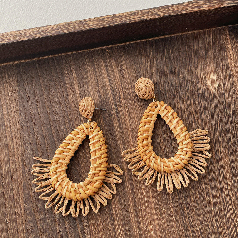 Rattan Geometric Earrings — earrings, view 17