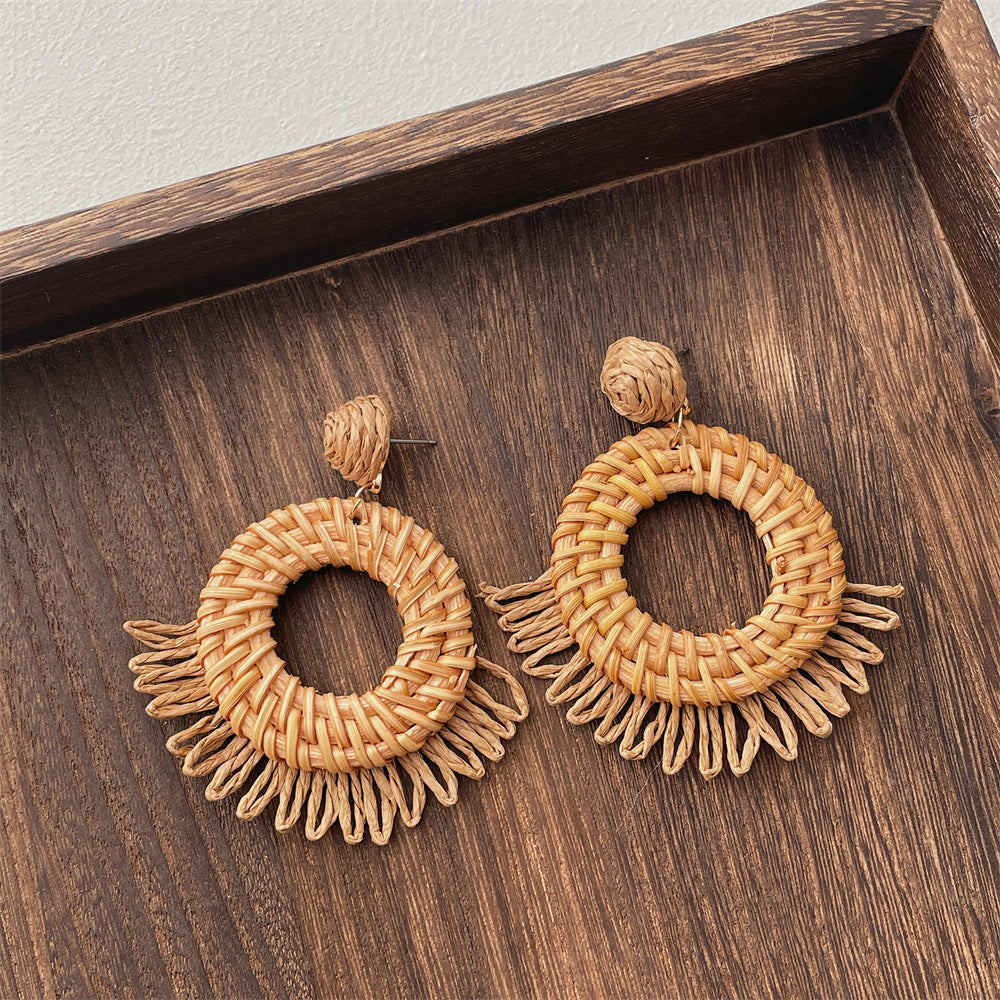 Rattan Geometric Earrings — earrings, view 18