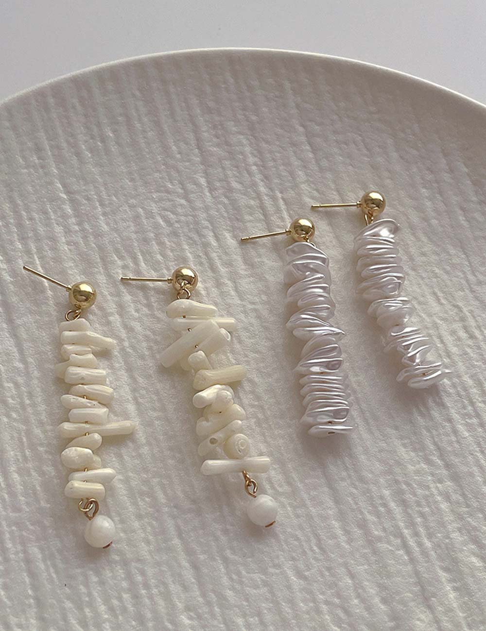 Coral and Pearl Drop Earrings — earrings
