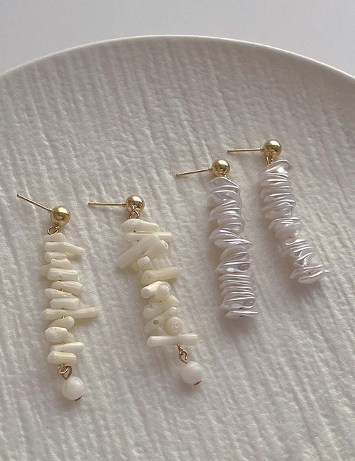 Coral and Pearl Drop Earrings — earrings