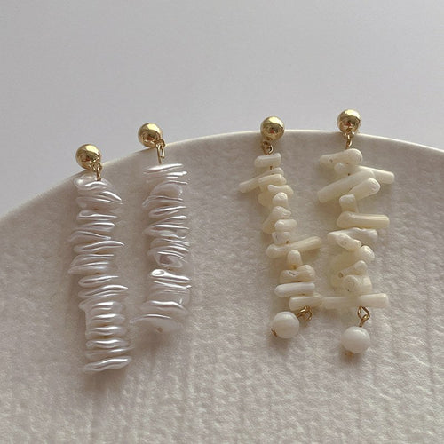 Coral and Pearl Drop Earrings — earrings, view 2