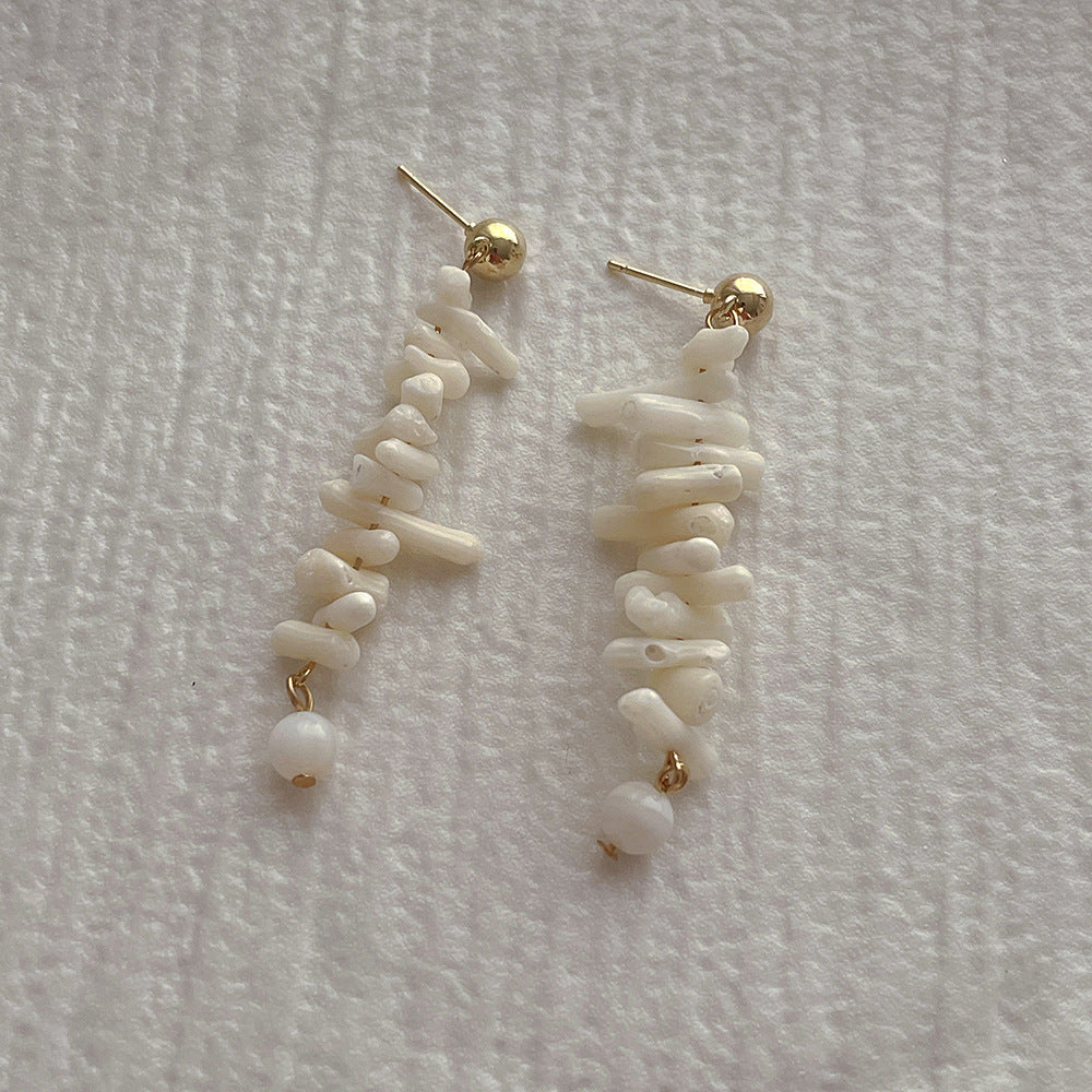 Coral and Pearl Drop Earrings — earrings, view 5