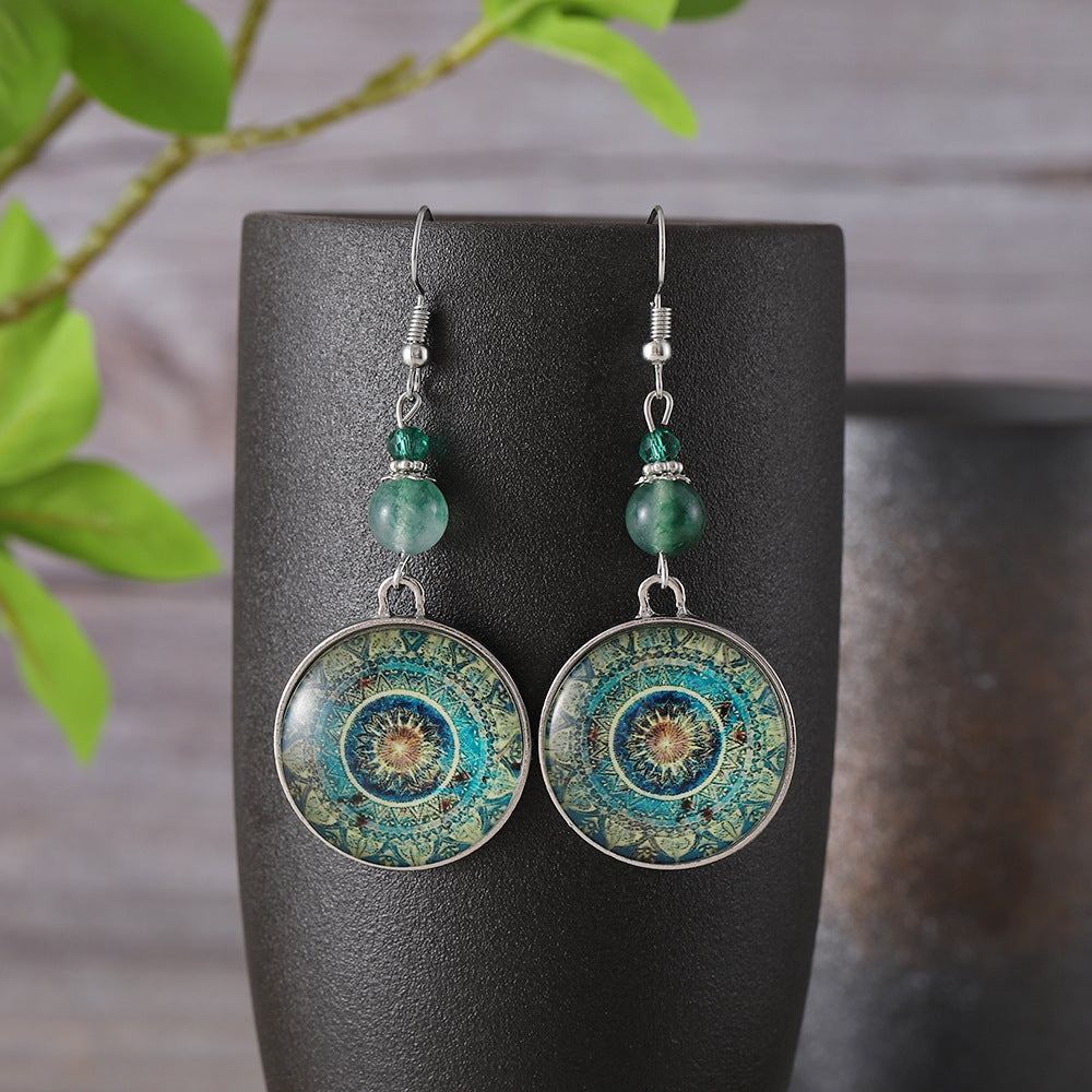 Mandala Dreamcatcher Dangle Earrings — silver earrings, view 3