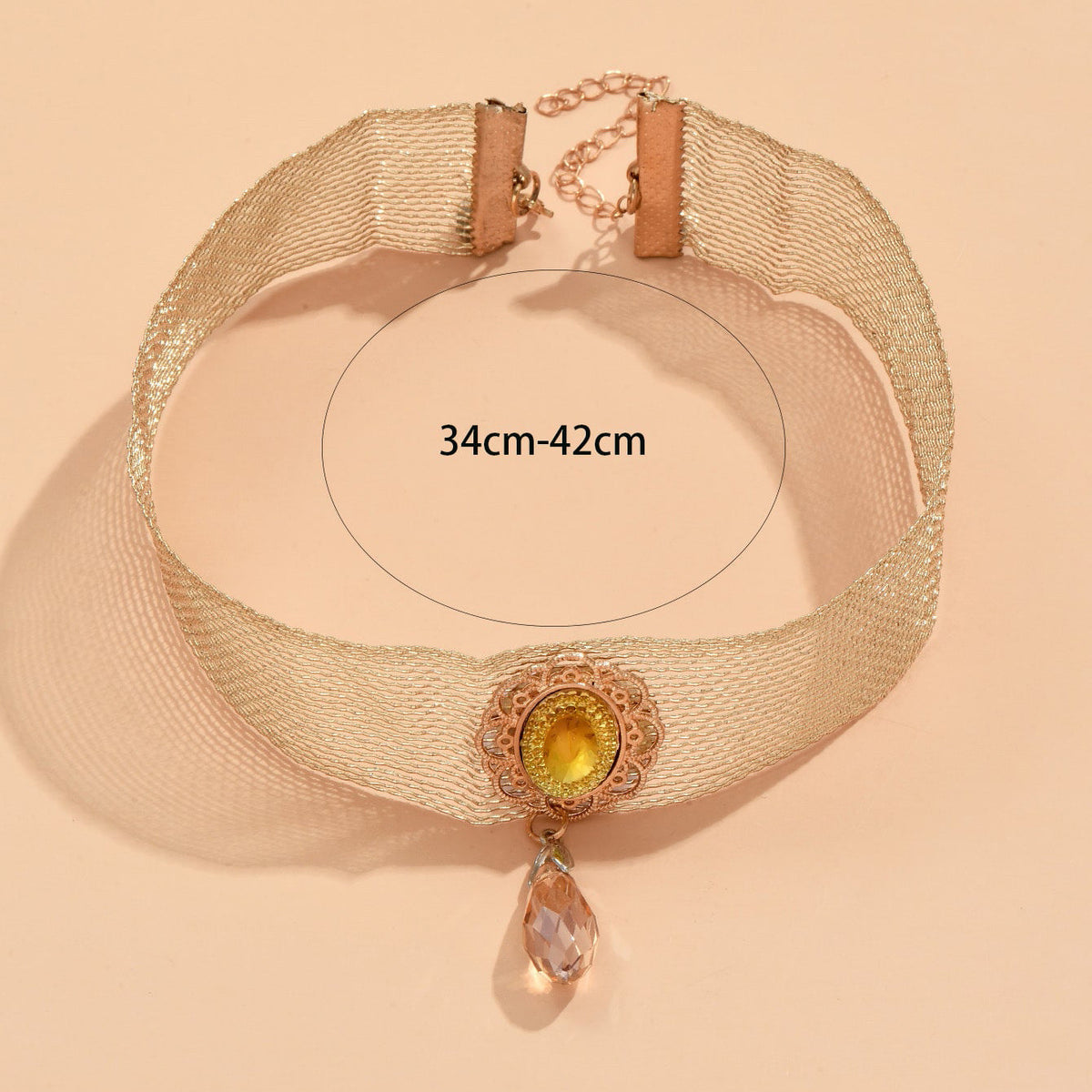 Teardrop Lace Choker Necklace — gold necklace, view 4