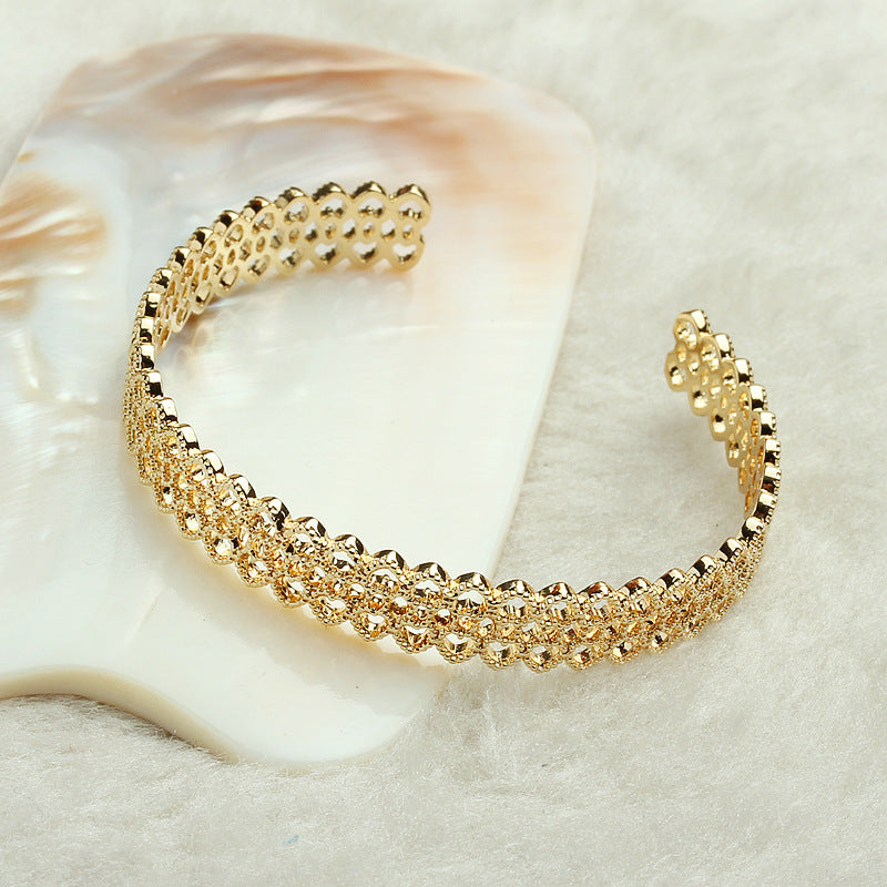 Hollow Lace Floral Bracelet — gold bracelet, view 2