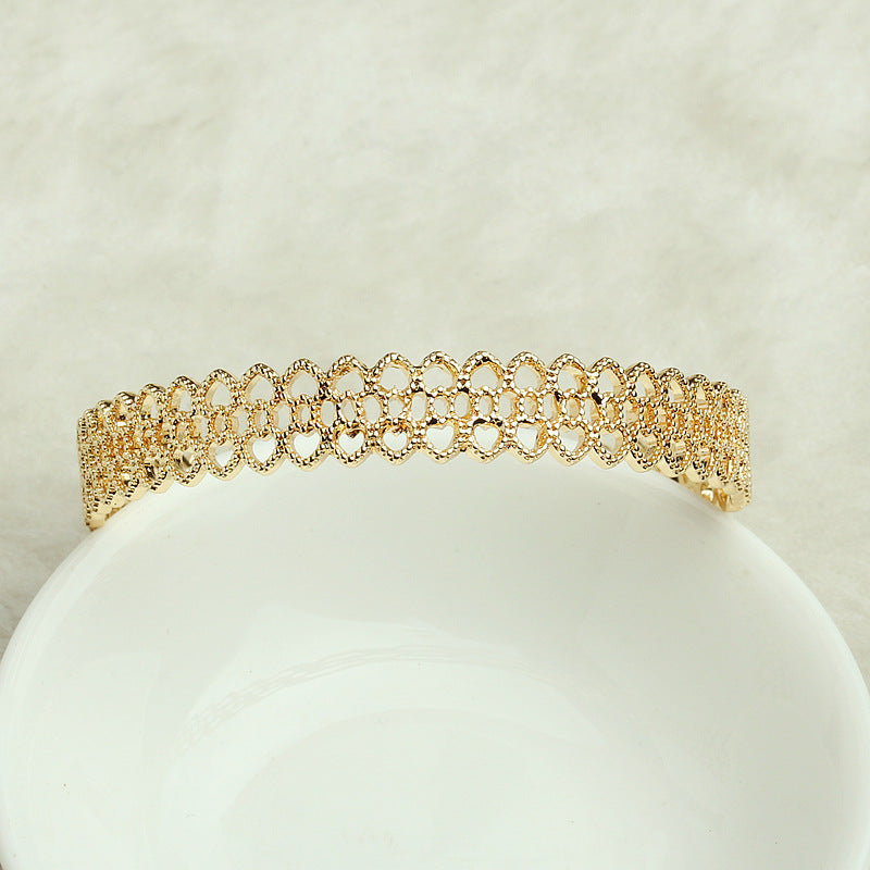 Hollow Lace Floral Bracelet — gold bracelet, view 3