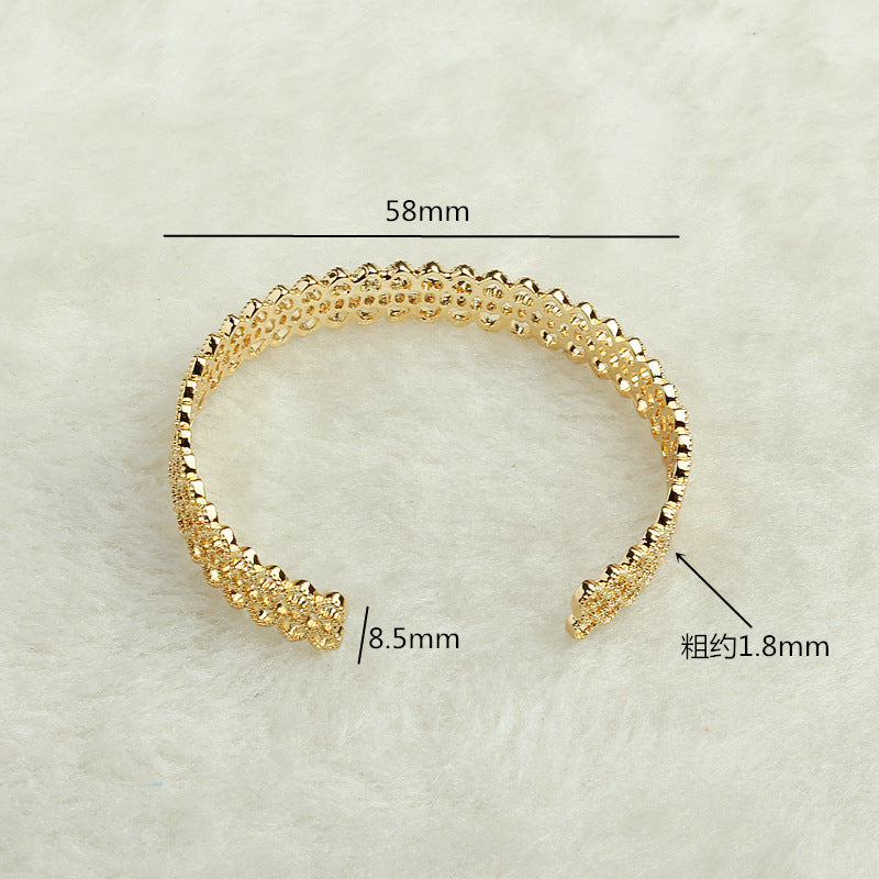 Hollow Lace Floral Bracelet — gold bracelet, view 4