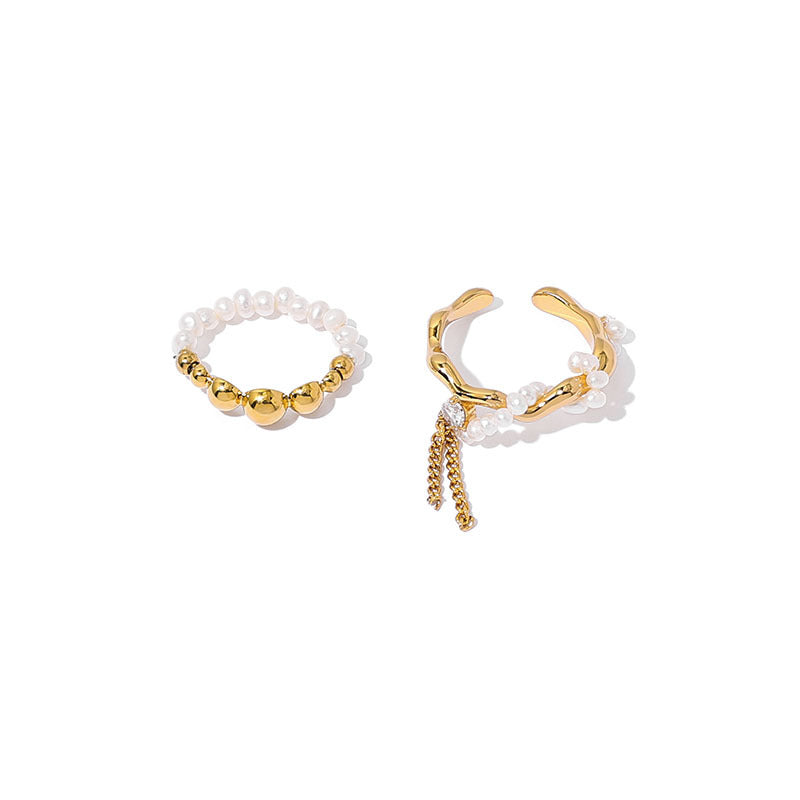 Chain Tassel Adjustable Ring — gold ring, view 3