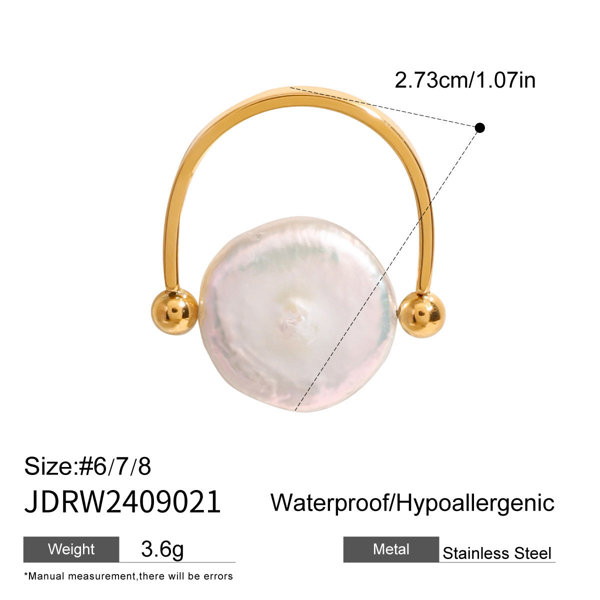 Gold-Tone Pearl Band Ring — gold ring, view 5