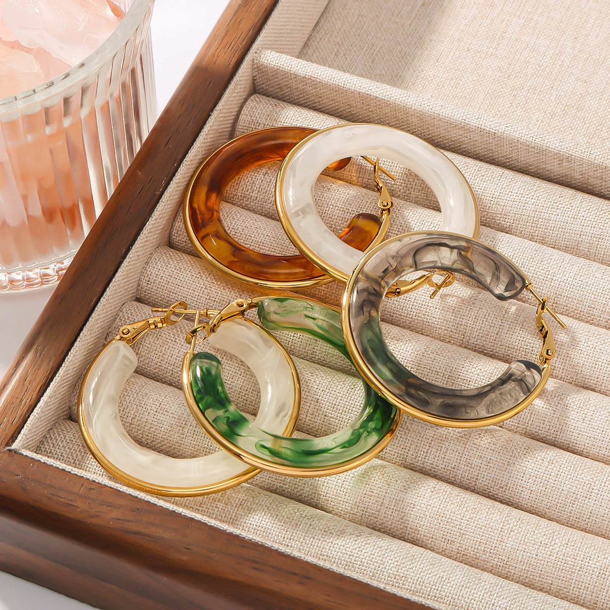 Round Acrylic Geometric Hoops — earrings, view 2