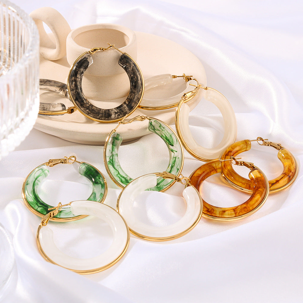 Round Acrylic Geometric Hoops — earrings, view 3