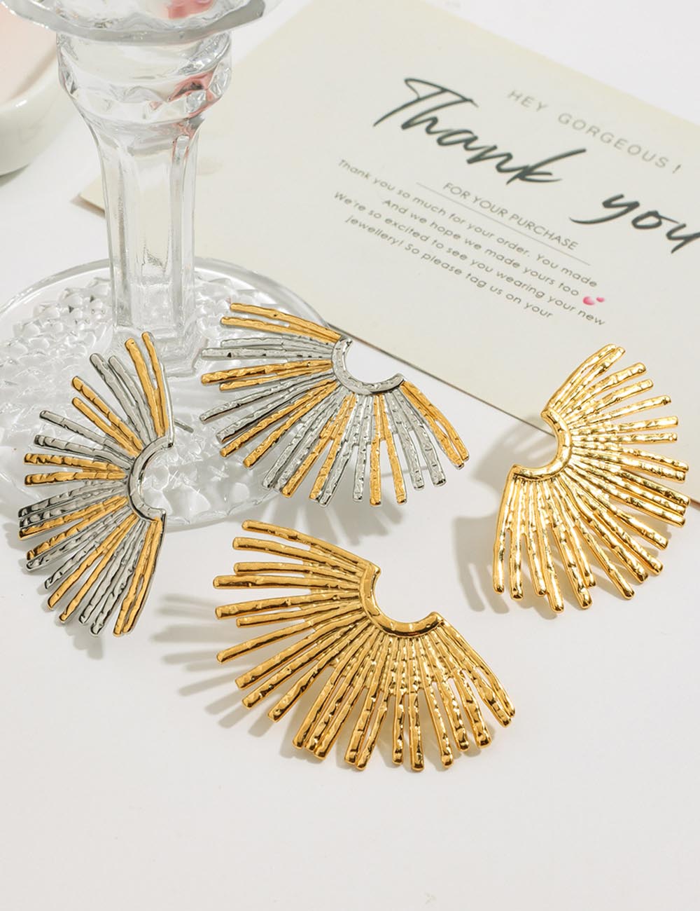 Fan-Shaped Geometric Earrings — earrings
