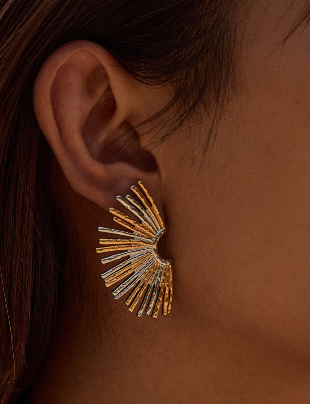 Fan-Shaped Geometric Earrings — earrings, view 2
