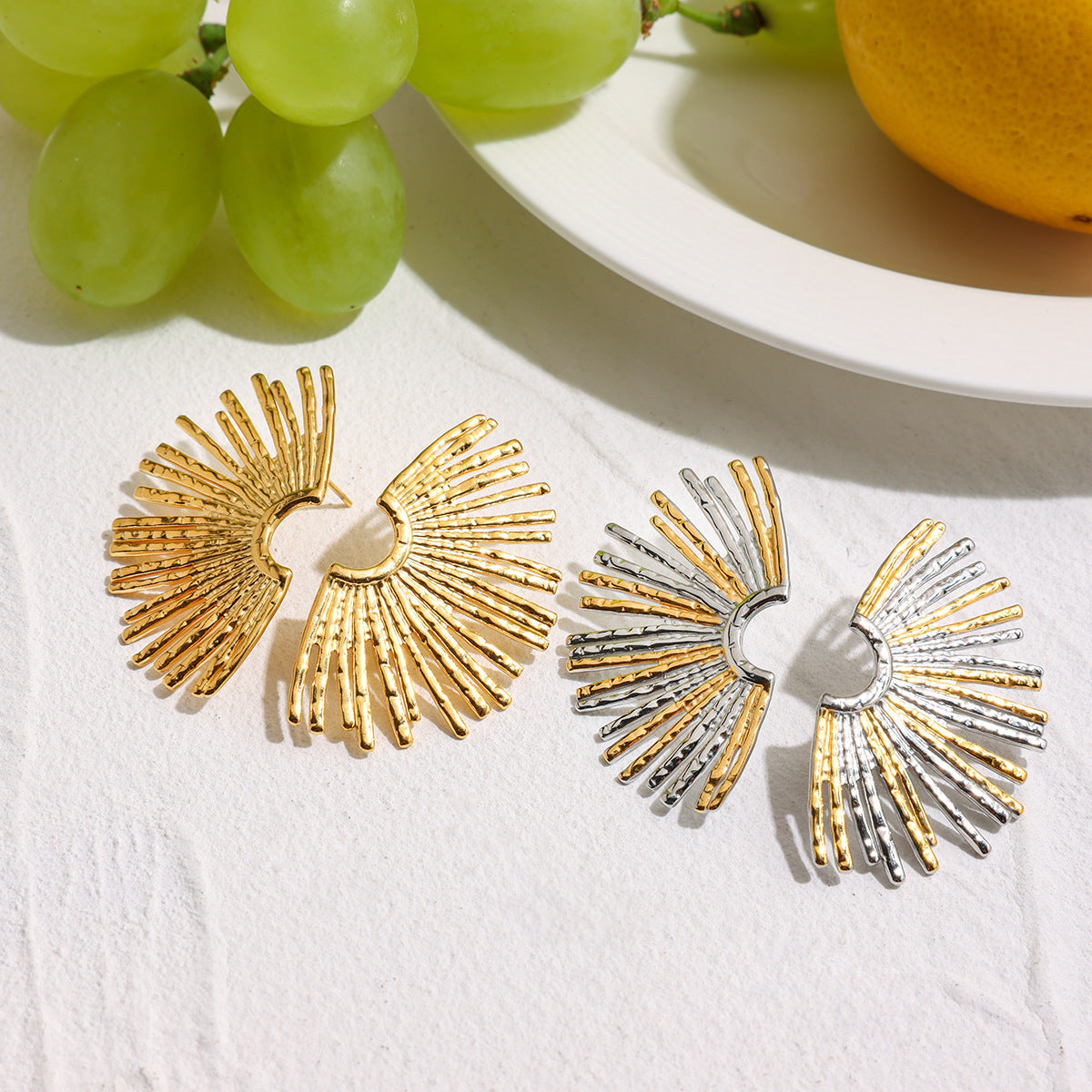 Fan-Shaped Geometric Earrings — earrings, view 4