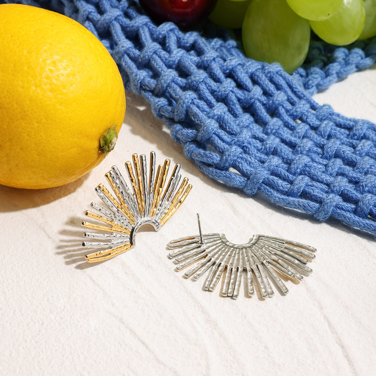 Fan-Shaped Geometric Earrings — earrings, view 5