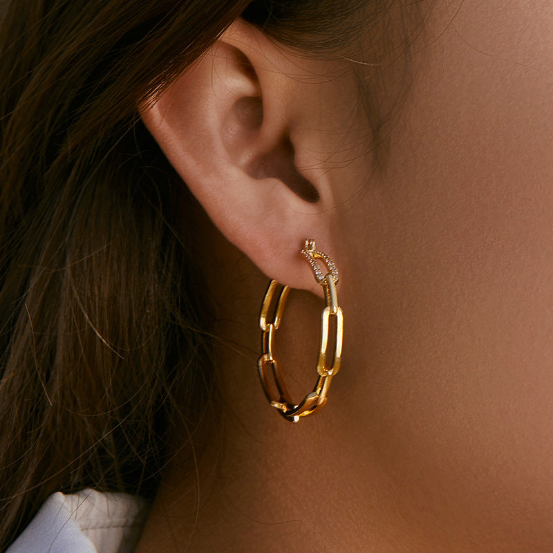 Large Plain Gold Hoop Earrings — gold earrings, view 3