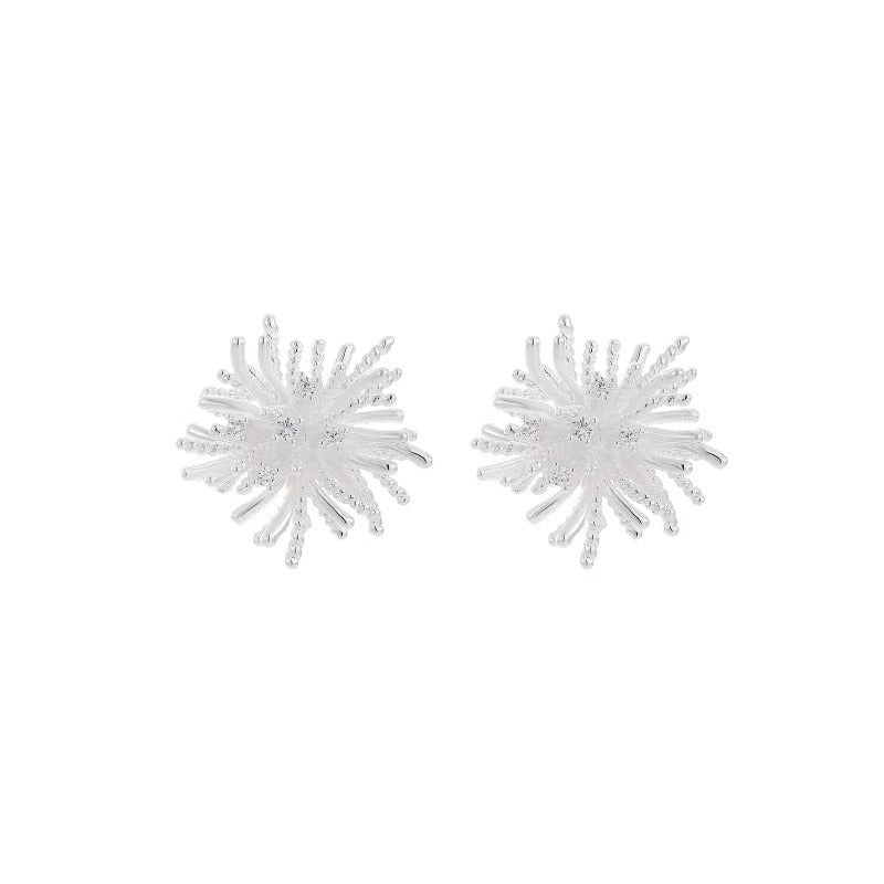 Dandelion Firework Stud Earrings — silver earrings, view 3