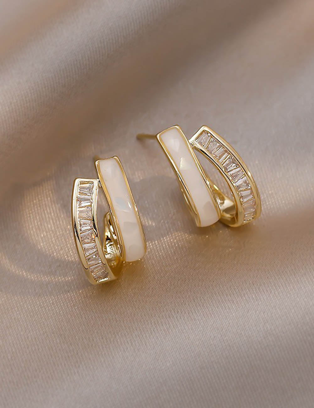 Double-Layer Shell Stud Earrings — gold earrings