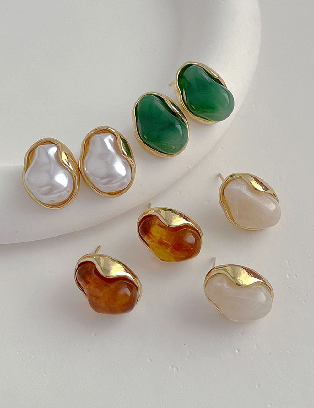 Acrylic Pearl-Effect Stud Earrings — earrings