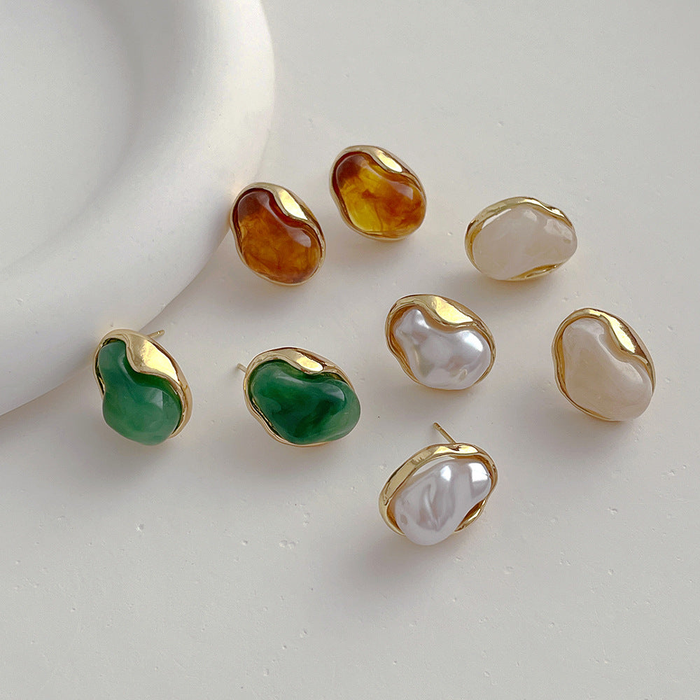 Acrylic Pearl-Effect Stud Earrings — earrings, view 6