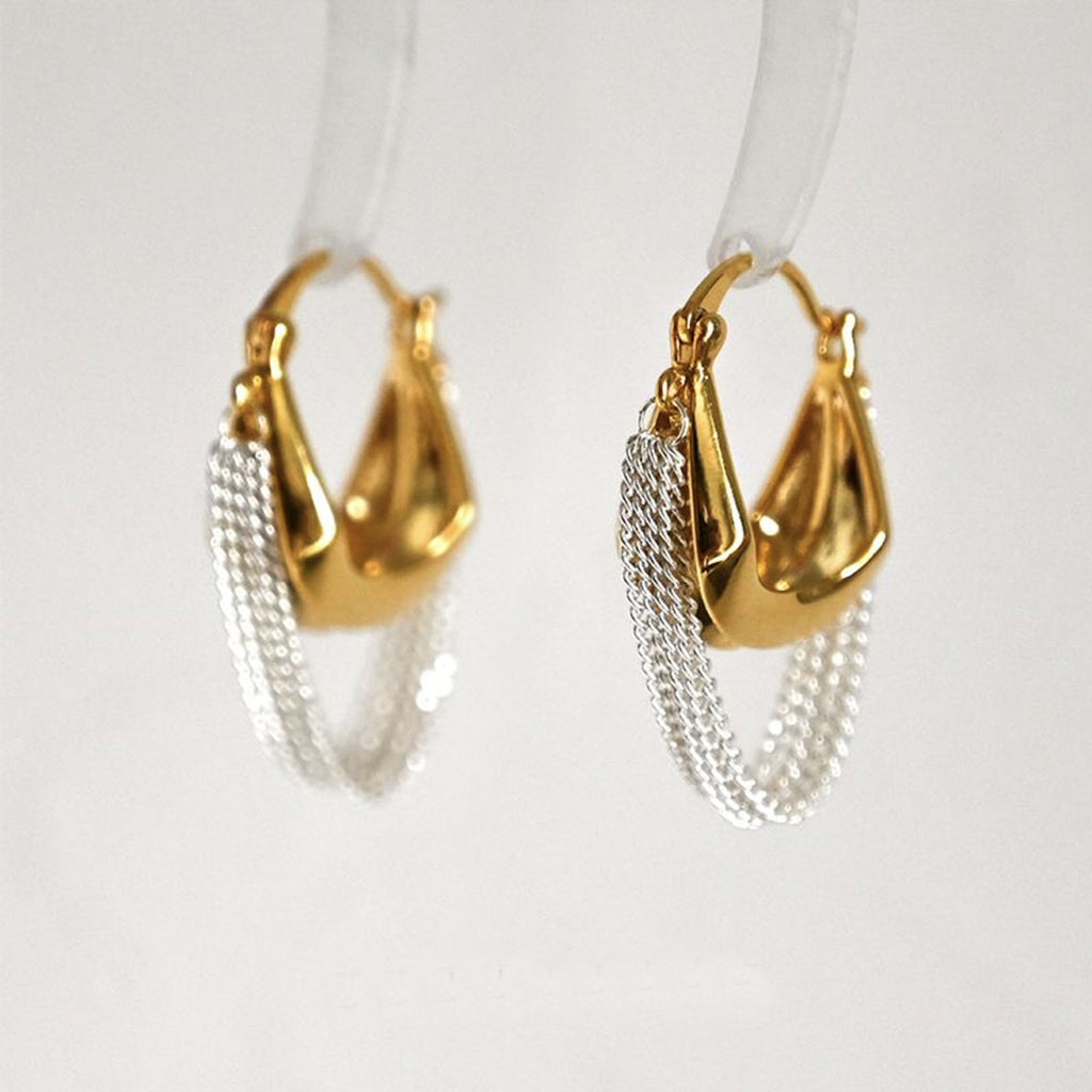 Gold Tassel Hoop Dangle Earrings — gold earrings, view 4
