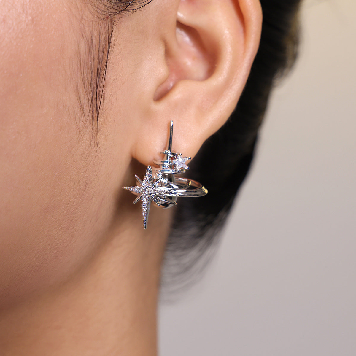 Starburst Cubic Stud Earrings — earrings, view 2