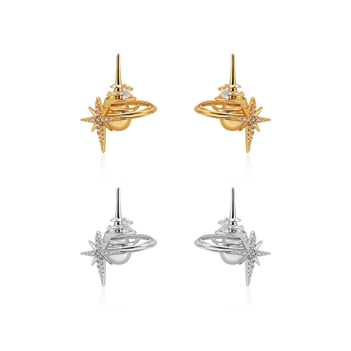 Starburst Cubic Stud Earrings — earrings, view 3