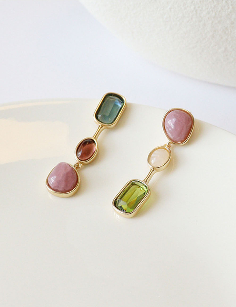 Square Stone Drop Earrings — earrings