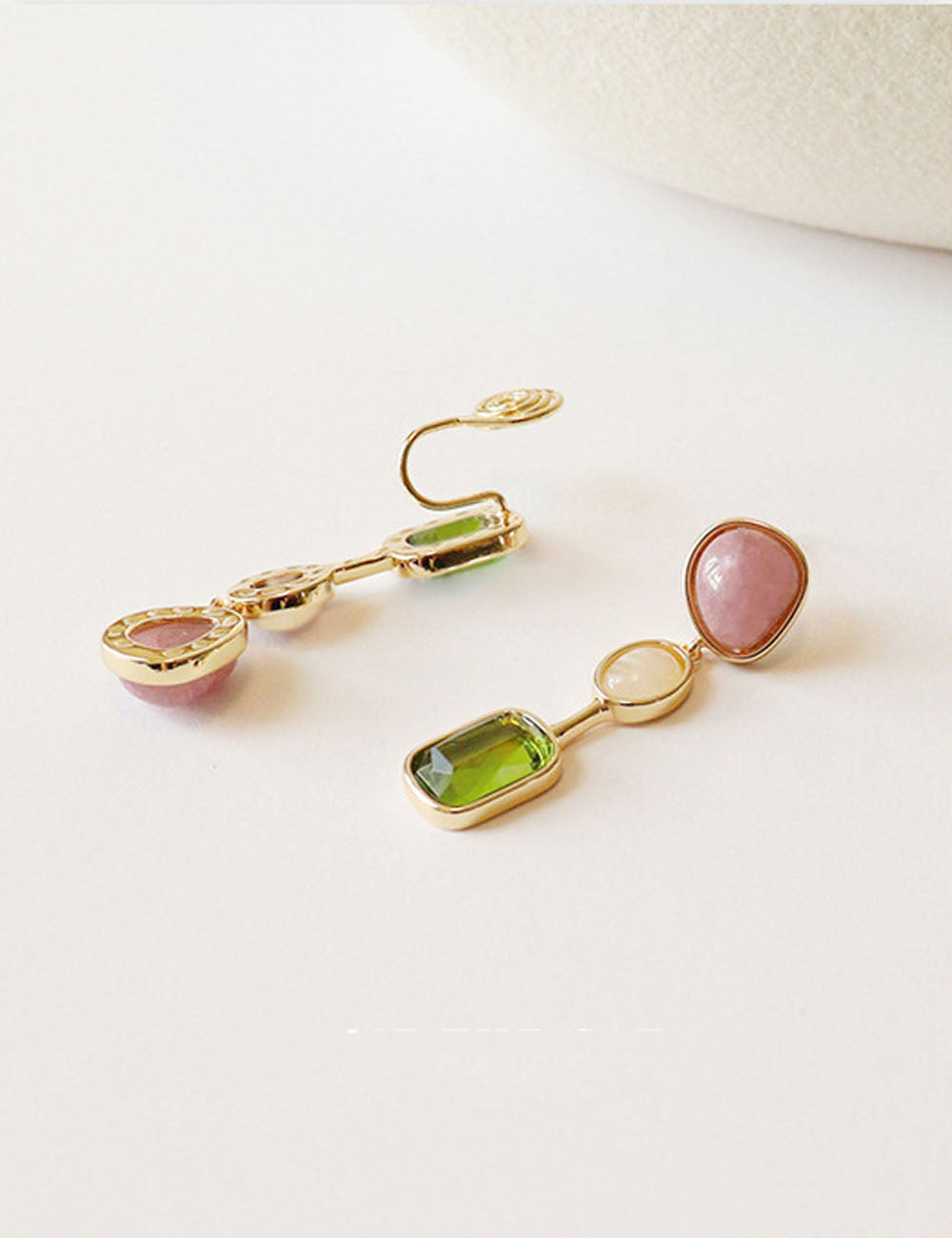 Square Stone Drop Earrings — earrings, view 2