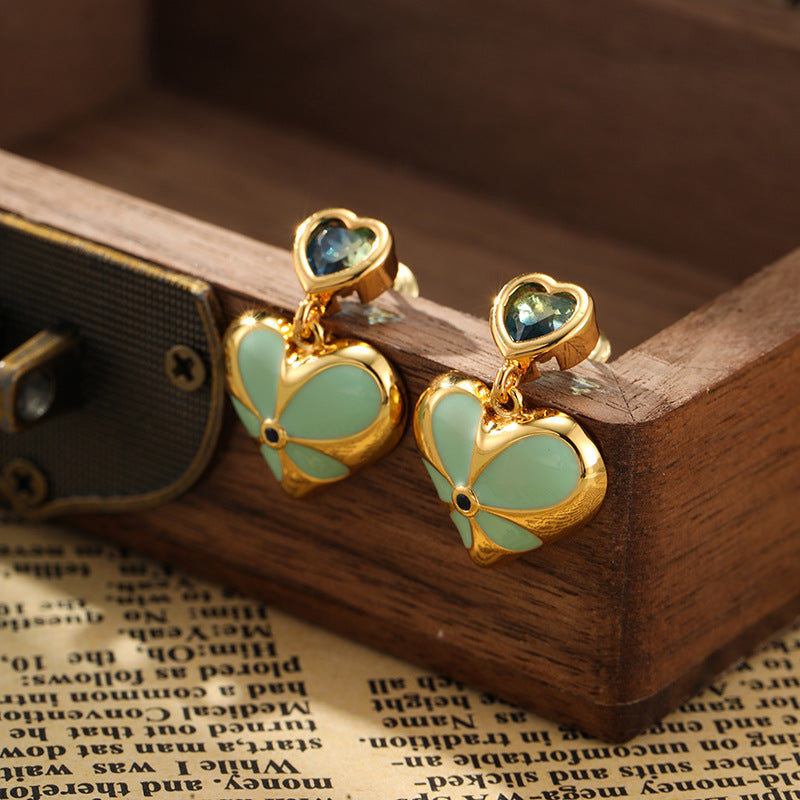 Enamel Heart Stud Earrings — earrings, view 2