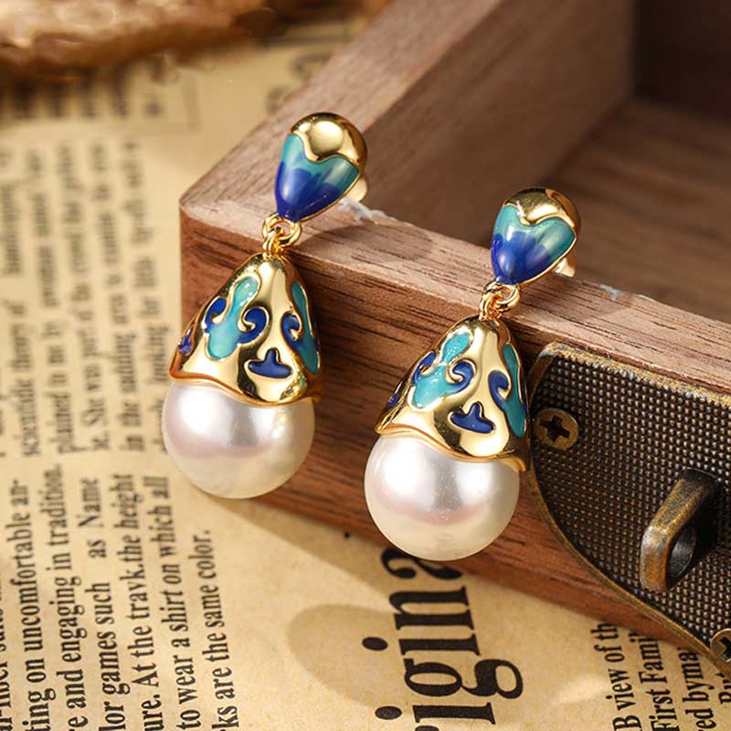 Enamel Heart Stud Earrings — earrings, view 3