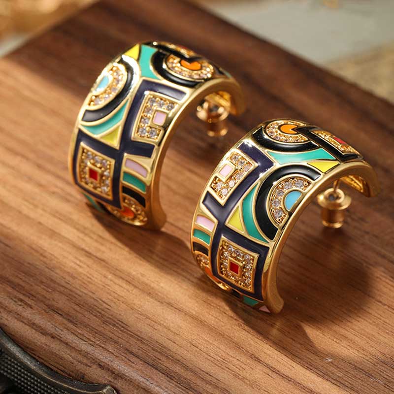 Enamel Heart Stud Earrings — earrings, view 4