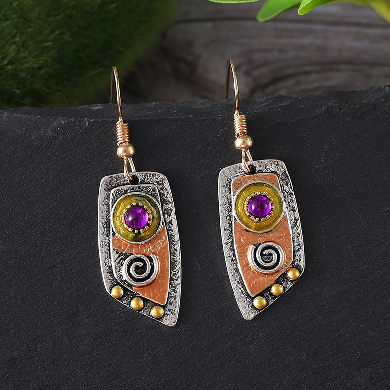 Floral Textured Silver Drop Earrings — silver earrings, view 2