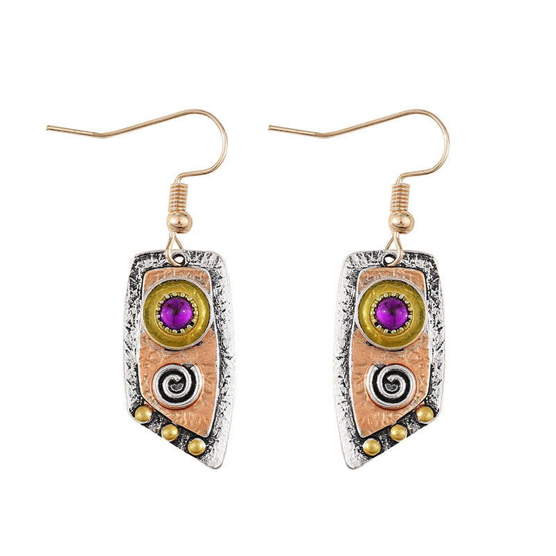 Floral Textured Silver Drop Earrings — silver earrings, view 3