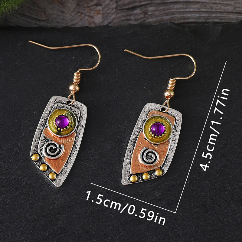 Floral Textured Silver Drop Earrings — silver earrings, view 4
